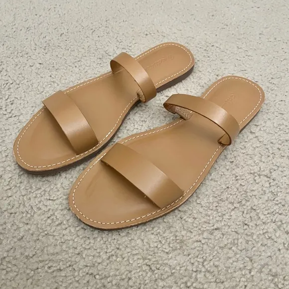 NWT Madewell the boardwalk double strap slide sandal desert camel size 7.5