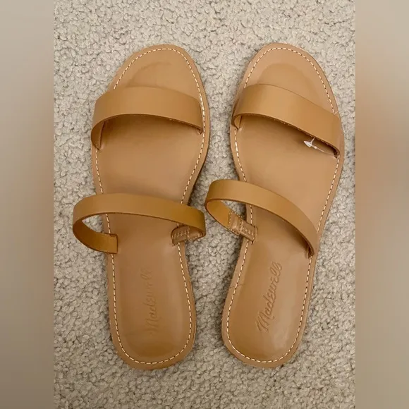 NWT Madewell the boardwalk double strap slide sandal desert camel size 7.5