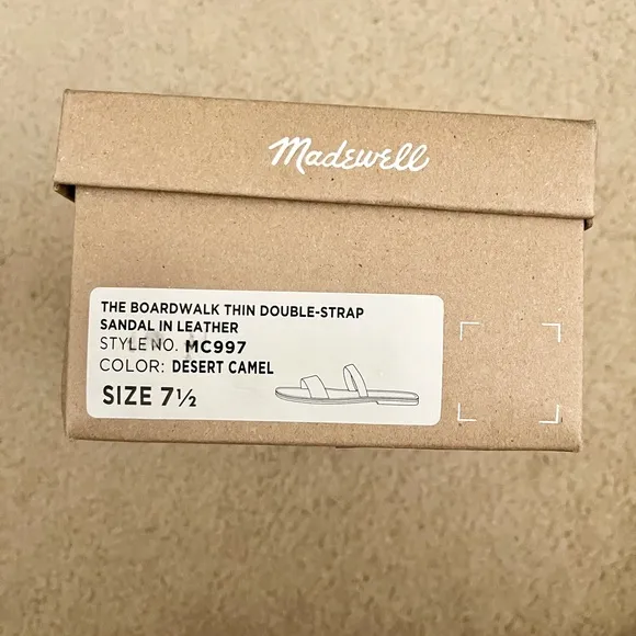 NWT Madewell the boardwalk double strap slide sandal desert camel size 7.5