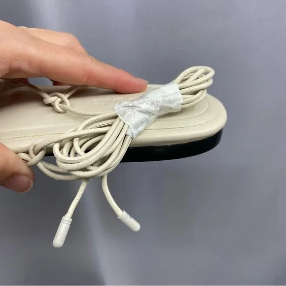NWT Massimo Dutti Ivory Leather Lace up Gladiator Sandals US Size 9