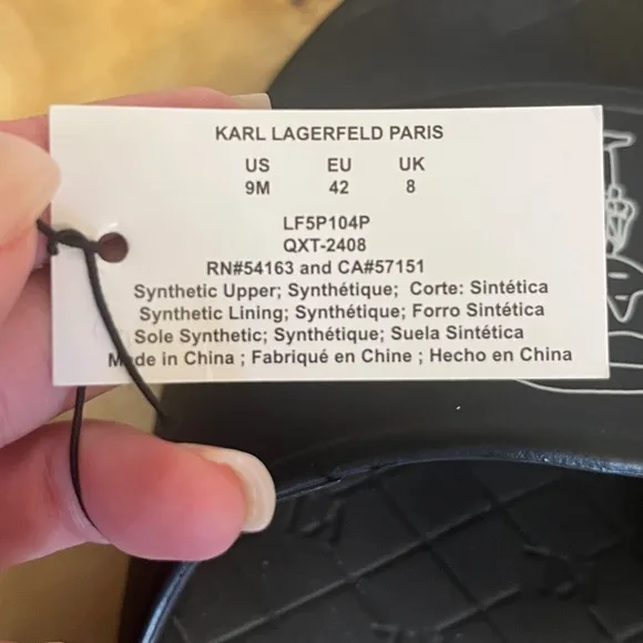 NWT Men’s Karl Lagerfeld Paris Black Cartoon Slides, Sz 9