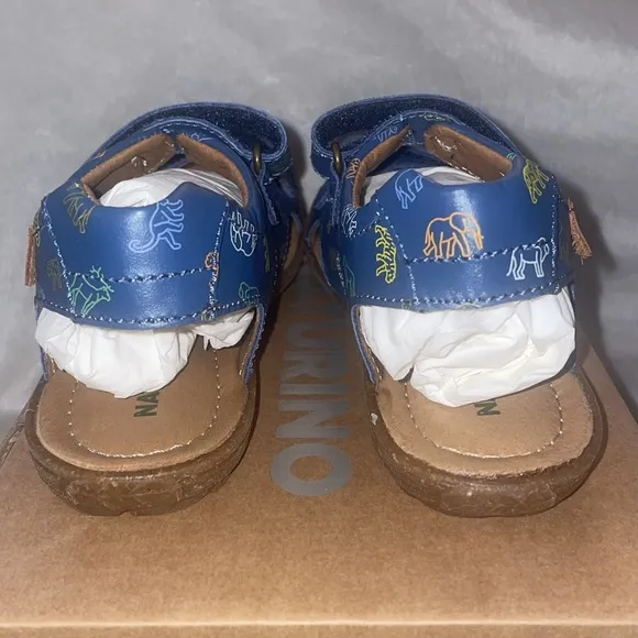 NWT NATURINO SKY Leather sandals Blue with Animals Print