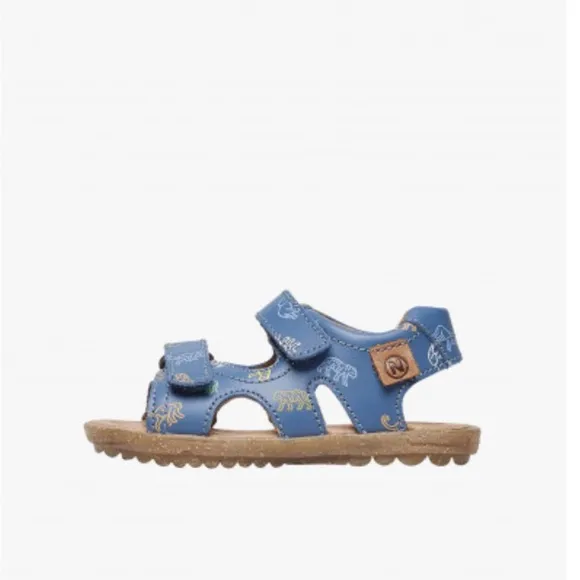 NWT NATURINO SKY Leather sandals Blue with Animals Print