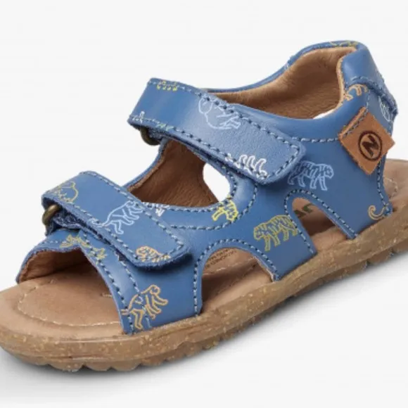 NWT NATURINO SKY Leather sandals Blue with Animals Print