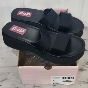 NWT POP black Macarena chunky platform sandals slides women's size 10