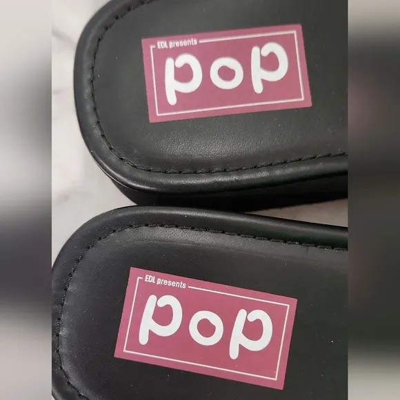 NWT POP black Macarena chunky platform sandals slides women's size 10