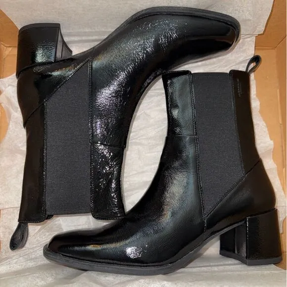 NWT Rag &amp; Bone Vagabond Chelsea Boots in Black Patent Leather size 39