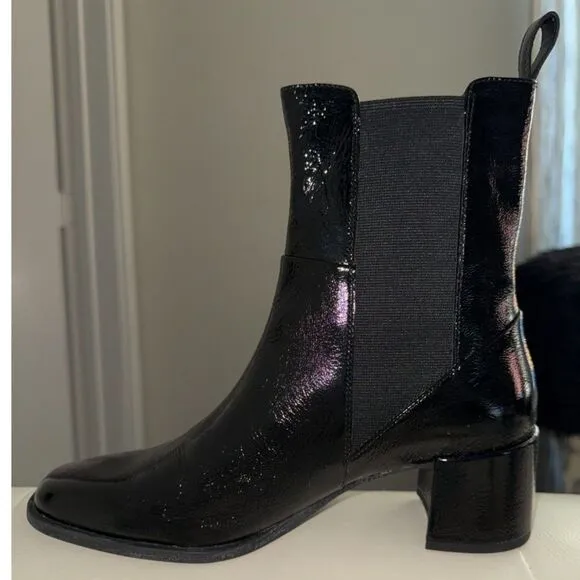 NWT Rag &amp; Bone Vagabond Chelsea Boots in Black Patent Leather size 39
