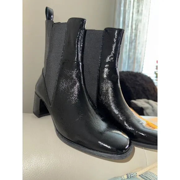 NWT Rag &amp; Bone Vagabond Chelsea Boots in Black Patent Leather size 39