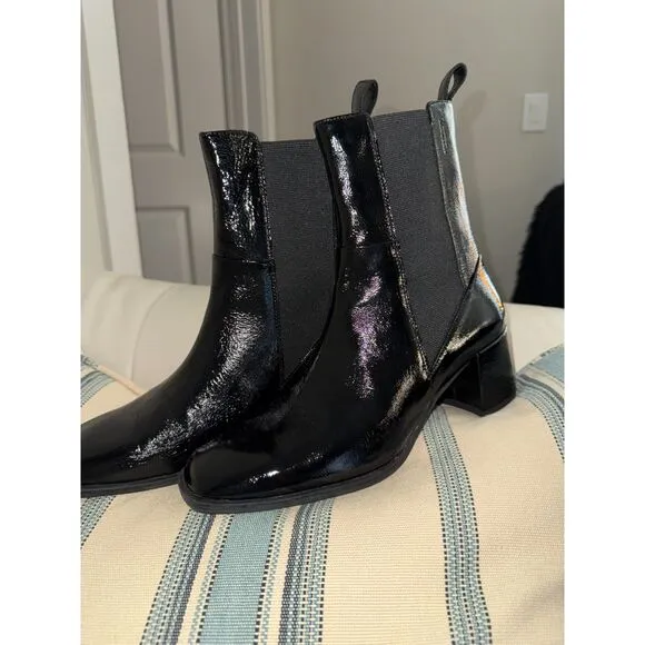 NWT Rag &amp; Bone Vagabond Chelsea Boots in Black Patent Leather size 39