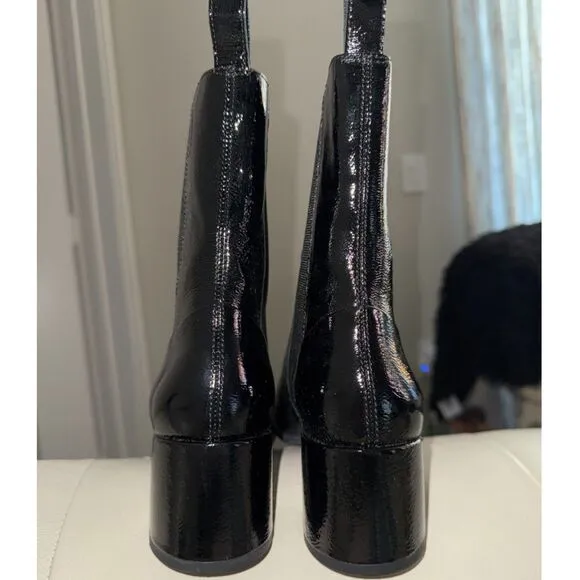 NWT Rag &amp; Bone Vagabond Chelsea Boots in Black Patent Leather size 39