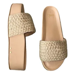 NWT RARE Beek Tan Woven Jute Leather Platform Sandals Slides - 10