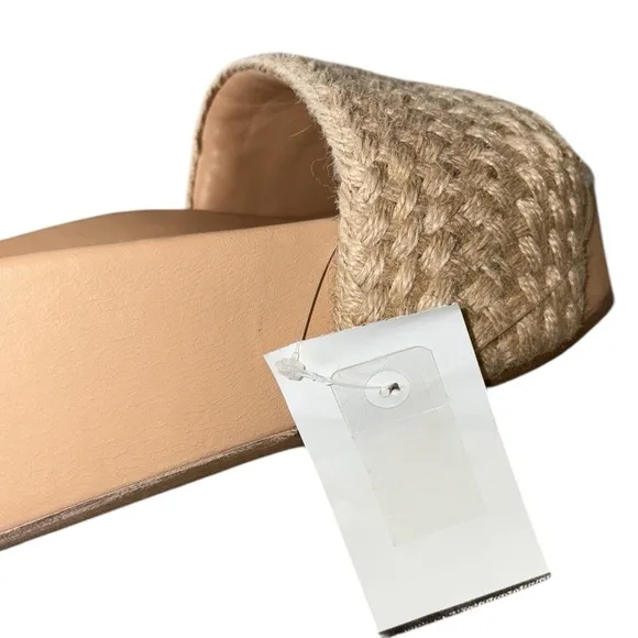NWT RARE Beek Tan Woven Jute Leather Platform Sandals Slides - 10