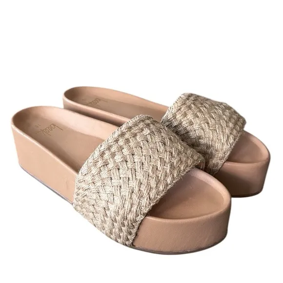 NWT RARE Beek Tan Woven Jute Leather Platform Sandals Slides - 10