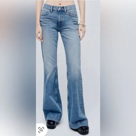 NWT Re/Done 70s Low Rise Bell Bottom Jean In Lake Blue Size 31