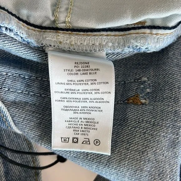 NWT Re/Done 70s Low Rise Bell Bottom Jean In Lake Blue Size 31