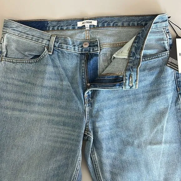 NWT Re/Done 70s Low Rise Bell Bottom Jean In Lake Blue Size 31