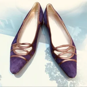 NWT SAKS 5TH AVE SUEDE FLATS WITH LEATHER DETAILS