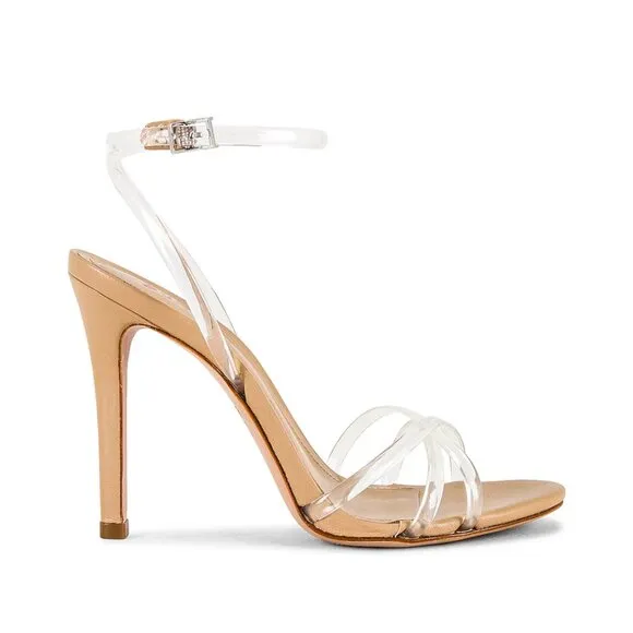NWT Schutz Amelia Ankle Strap Leather Sandals Nude Size 9B Crisscross Straps