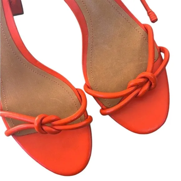 NWT SCHUTZ Leather Nicky Heeled Sandals Orange Size 8.5