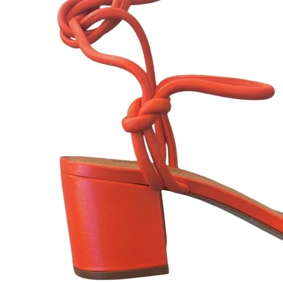 NWT SCHUTZ Leather Nicky Heeled Sandals Orange Size 8.5