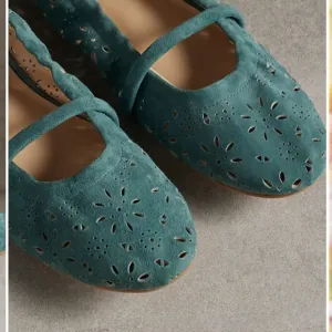 NWT Silent D Bella Ann Suede Flats-Petrol