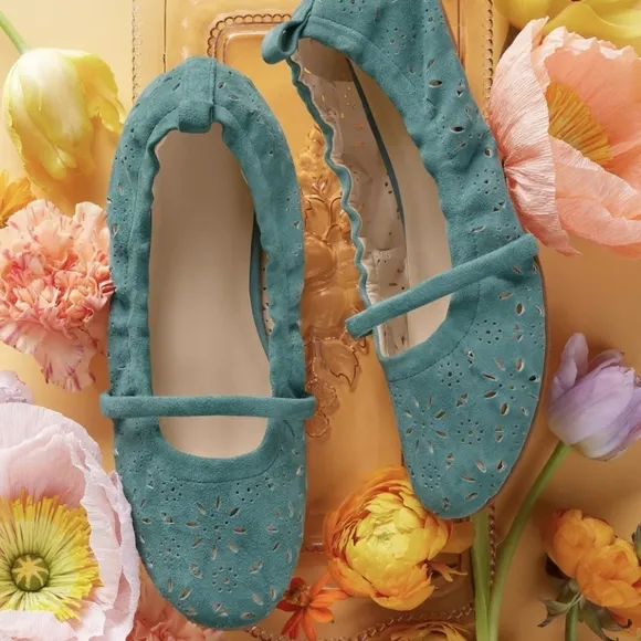 NWT Silent D Bella Ann Suede Flats-Petrol