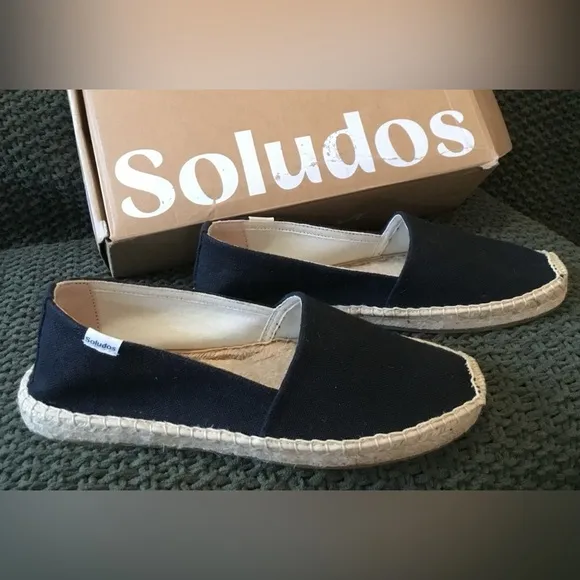 NWT Soludos Women’s Black Classic Dali Espadrille Loafers Cotton Canvas Size 8.5