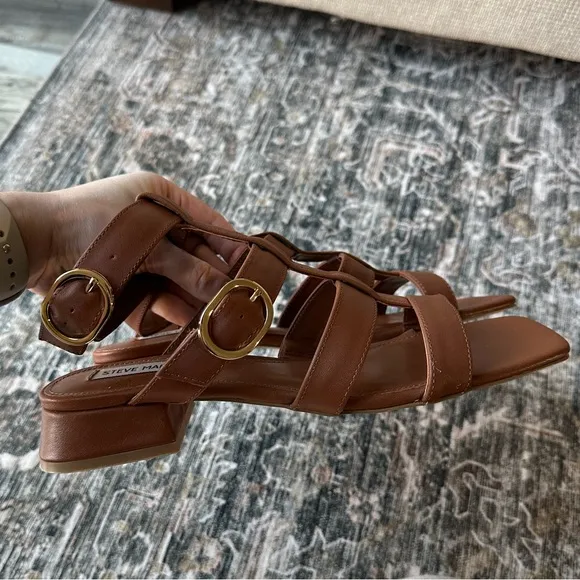 NWT Steve Madden Aylin Leather Square Toe Gladiator Sandals