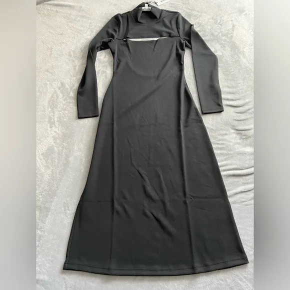 🎯NWT Who What Wear Jasmine Cutout Midi Dress Onyx Size Medium