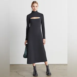 🎯NWT Who What Wear Jasmine Cutout Midi Dress Onyx Size Medium