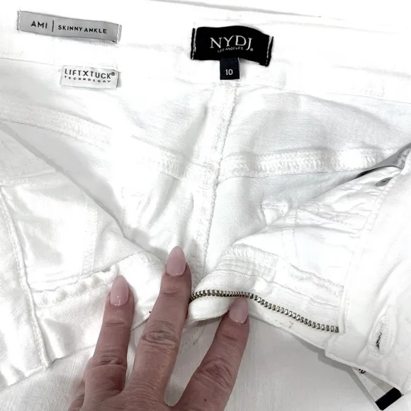 NYDJ Jeans Women's Size 10, Ami Skinny White Ankle Cropped Jeans, Lift Tuck