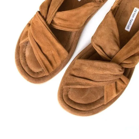OA non-fashion Amazing Leather Suede Sandal Cognac Size 39 EU