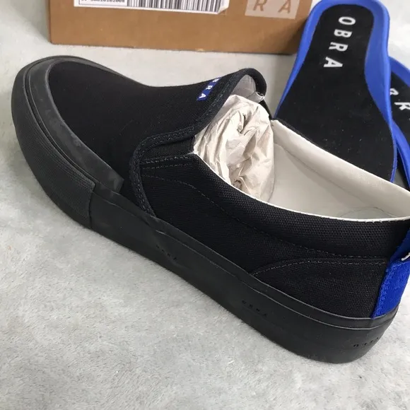 Obra Men's Black Wrap toe  Slip On Sneakers New in Box