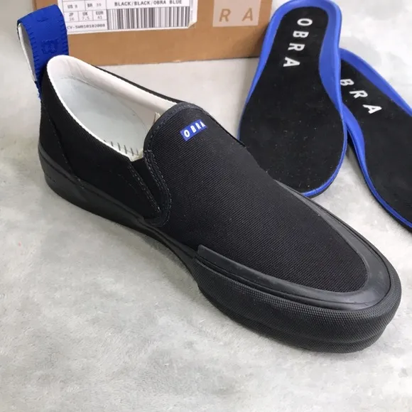 Obra Men's Black Wrap toe  Slip On Sneakers New in Box