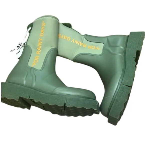 Off-White &quot;For Rainy Days&quot; Green Rain Boot