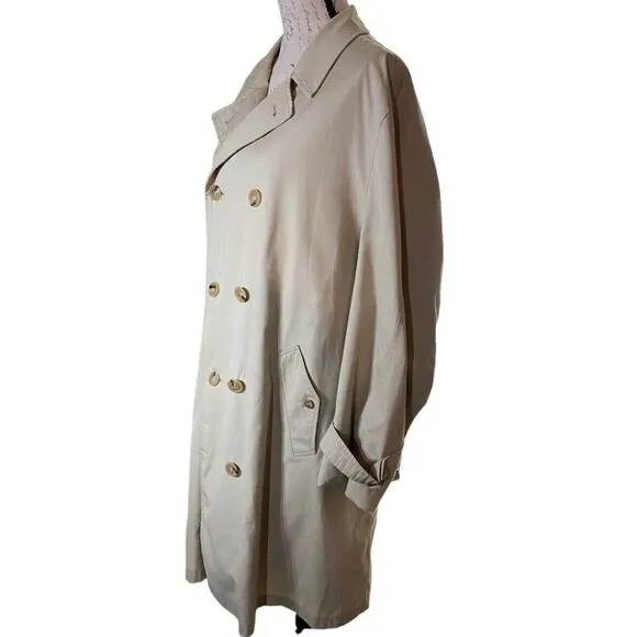 Old Money Weather Rogue Vintage Mens 42L Trench Coat Lux Lined Double Breasted