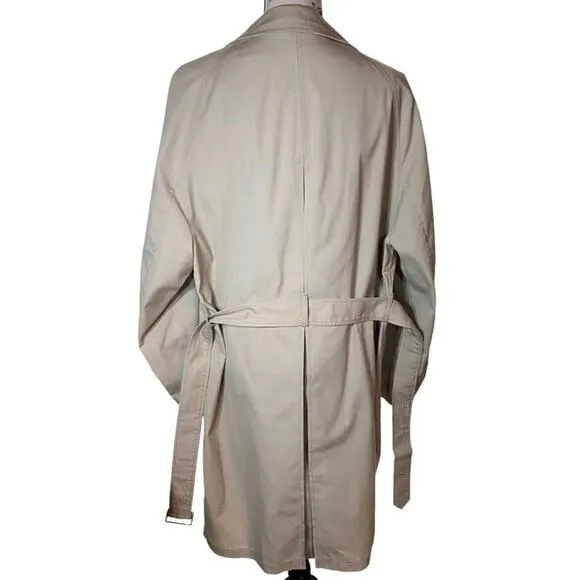 Old Money Weather Rogue Vintage Mens 42L Trench Coat Lux Lined Double Breasted