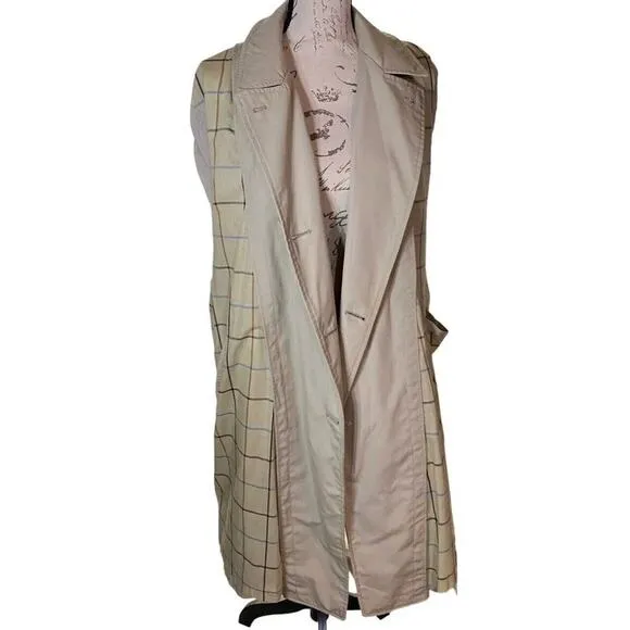 Old Money Weather Rogue Vintage Mens 42L Trench Coat Lux Lined Double Breasted
