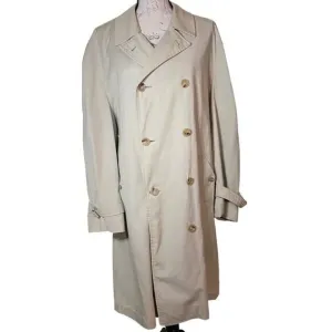 Old Money Weather Rogue Vintage Mens 42L Trench Coat Lux Lined Double Breasted
