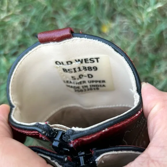 Old West Boys Brown/Burnt Red Western Boots