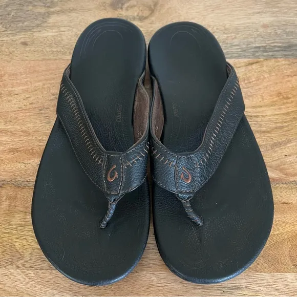 Olukai HIAPO Brown Leather Sandals Size 12