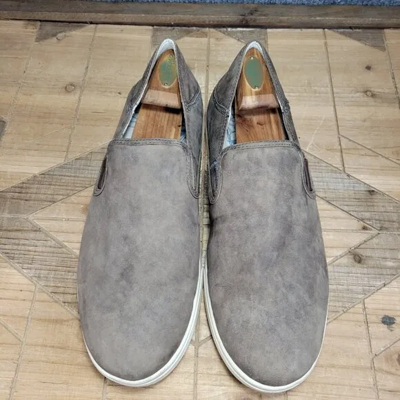Olukai Kahu 'ili Men's 12M Gray Leather Slip on Loafer Sneakers 10384-2619