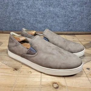 Olukai Kahu 'ili Men's 12M Gray Leather Slip on Loafer Sneakers 10384-2619