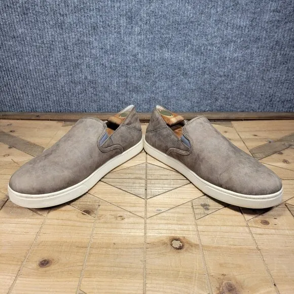 Olukai Kahu 'ili Men's 12M Gray Leather Slip on Loafer Sneakers 10384-2619