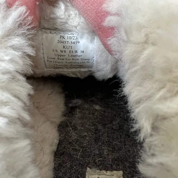 OLUKAI Ku’i Suede Sherpa Slippers Slides Leather Cozy Comfy Warm Shearling Fur 8