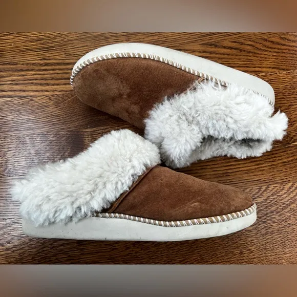 OLUKAI Ku’i Suede Sherpa Slippers Slides Leather Cozy Comfy Warm Shearling Fur 8