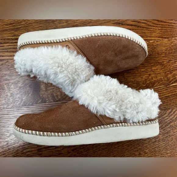 OLUKAI Ku’i Suede Sherpa Slippers Slides Leather Cozy Comfy Warm Shearling Fur 8