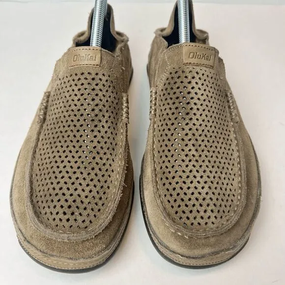 OluKai Men's Moloa Kohana Slip-On Leather Loafers Shoes Clay Sz 8