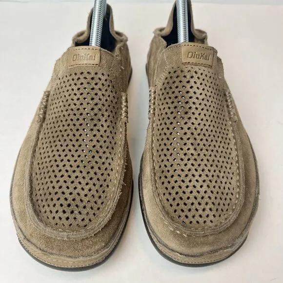 OluKai Men's Moloa Kohana Slip-On Leather Loafers Shoes Clay Sz 8